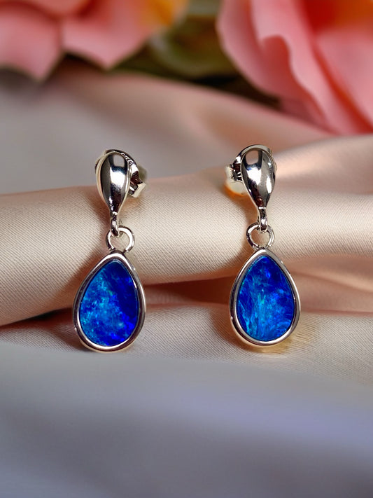 Desert Tide  sterling silver opal earrings