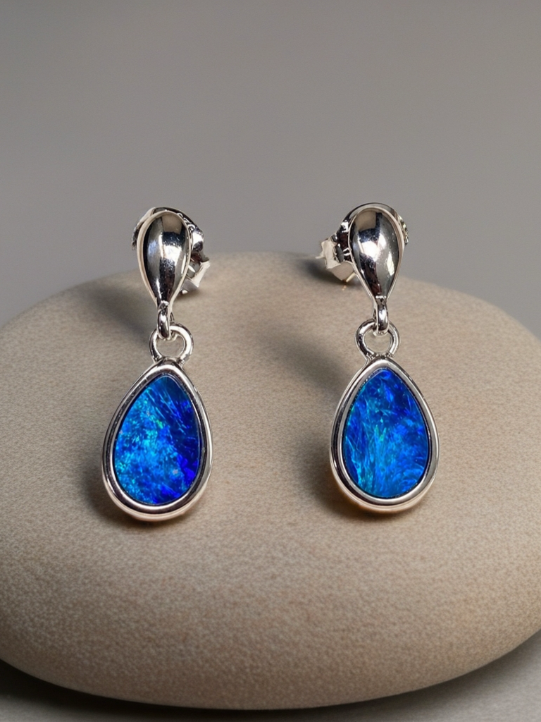 Desert Tide  sterling silver opal earrings