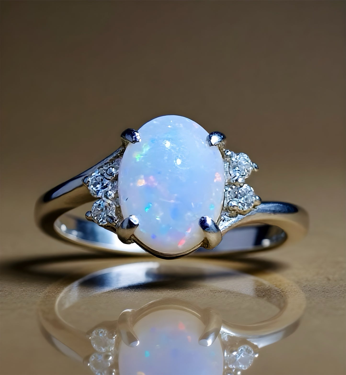 "White Fire"- Solid Opal Ring