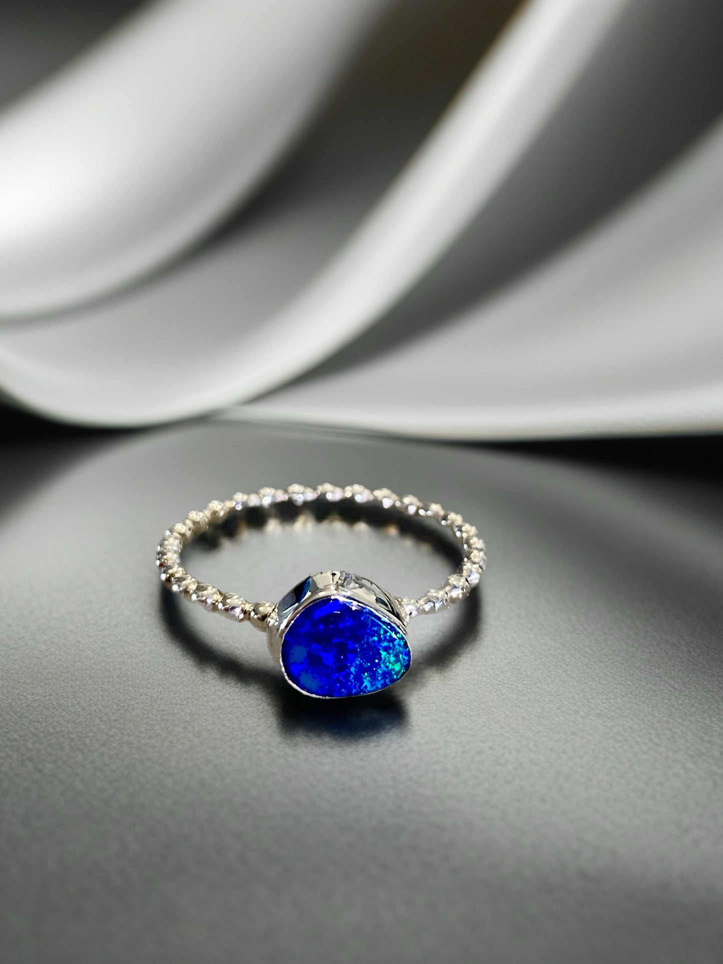 Lightning Ridge Blue-Green Opal Doublet Ring